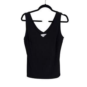 Joseph Ribkoff Tank Top Womens 8 Black Classic V-Neck Fitted Silky Knit Shirt